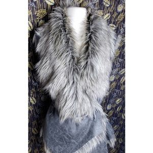 Simply Vera distressed leather and faux fur vest